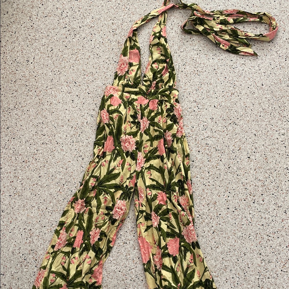Agua Bendita Floral Jumpsuit - Pink and Green